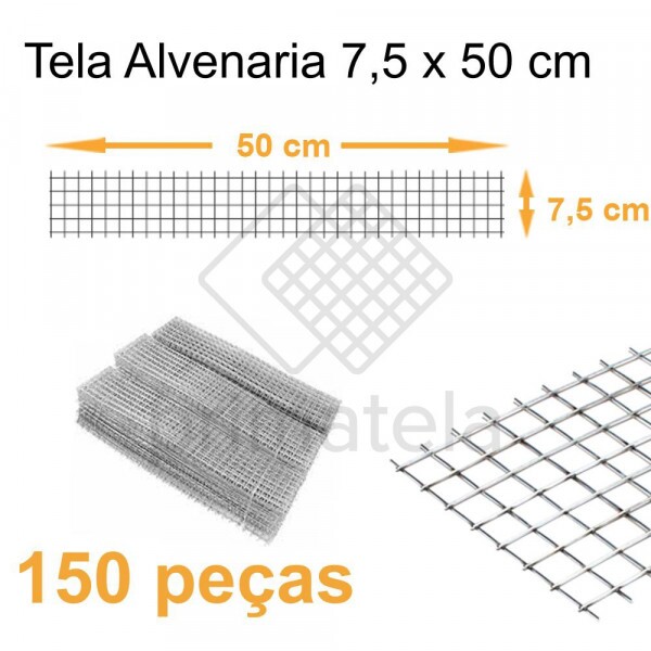 Tela Amarração de Alvenaria 7,5x50cm Caixa com 150 peças Tela Amarração de Alvenaria 7,5x50cm Caixa com 150 peças