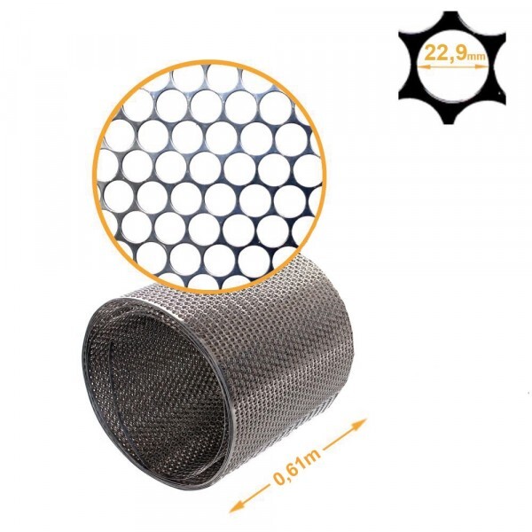 Chapa Perfurada Belinox 430 Furo 22,9mm Esp.2,5mm - peça 0,61x5,00m