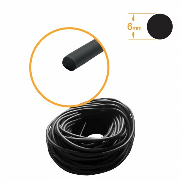 Cordão Fixação de Tela Mosquiteira - PVC PRETO maciço 6mm rolo 50m Cordão Fixação de Tela Mosquiteira - PVC PRETO maciço 6mm rolo 50m
