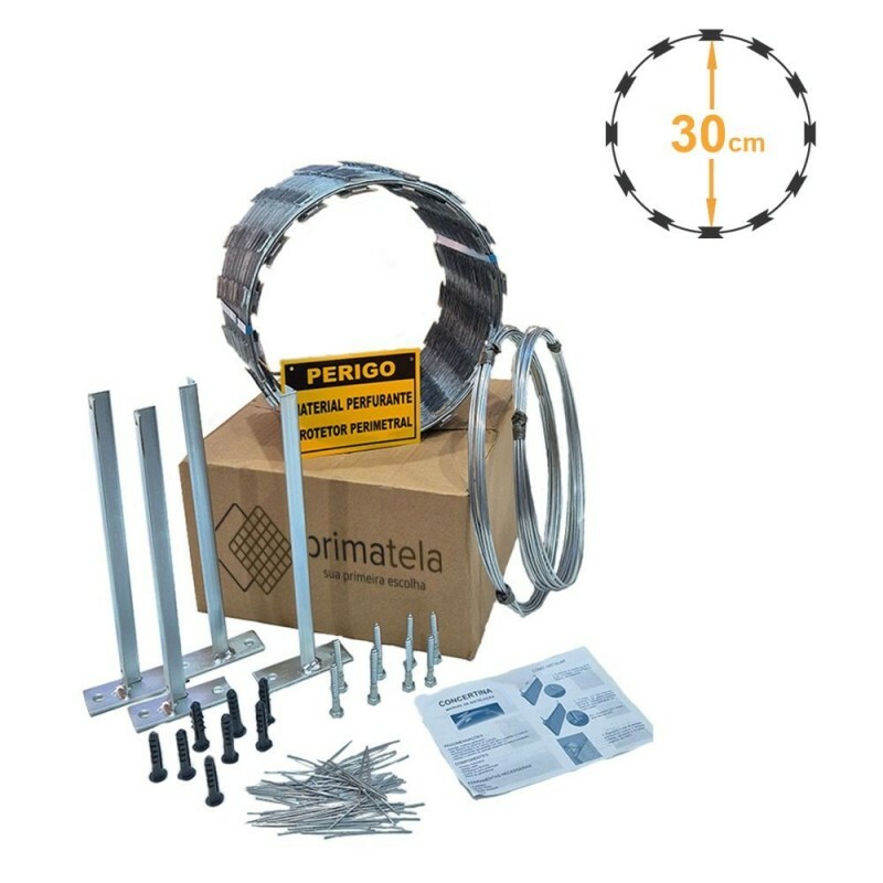 Kit Concertina Galvanizada 30cm - Rolo de 10 metros