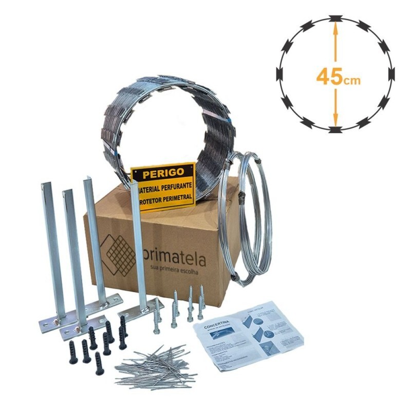 Kit Concertina Galvanizada 45cm - Rolo de 10 metros