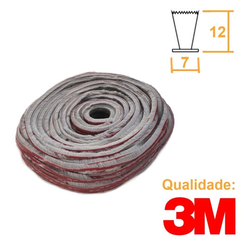 Escova Adesiva 3M 7x12mm CINZA - PREÇO POR METRO