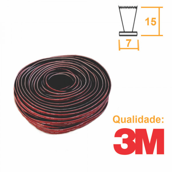 Escova Adesiva 3M 7x15mm PRETA - Rolo c/ 50m