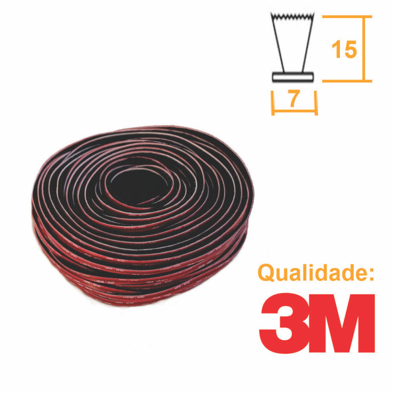 Escova Adesiva 3M 7x15mm PRETA - Rolo c/ 50m