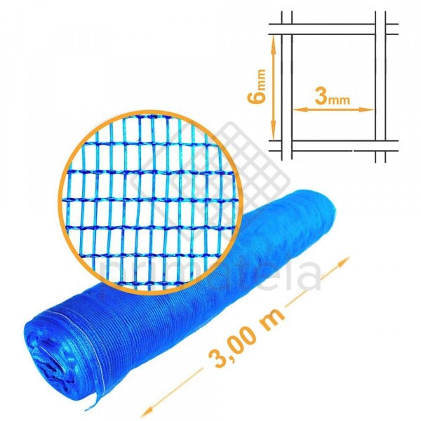Tela Fachadeira Proteção Malha 6x3mm AZUL - 3x25m