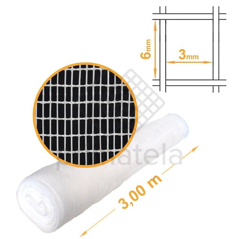 Tela Fachadeira Proteção Obra Malha 6x3mm BRANCA - 3x100m