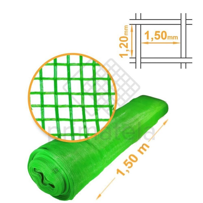 Tela Fachadeira Mosq. Malha 1,2x1,5mm VERDE Larg. 1,50m PREÇO P/ METRO