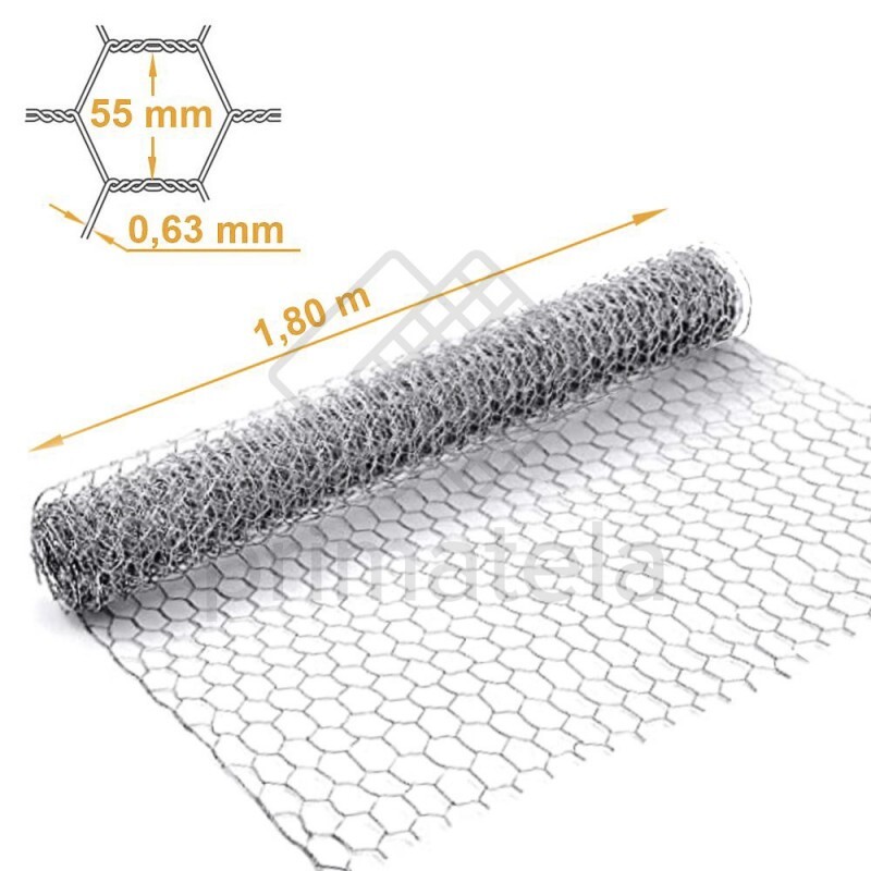 TELA HEXAGONAL GALV. GALINHEIRO MALHA 2 FIO 23 ALTURA 1,80m - PREÇO POR METRO