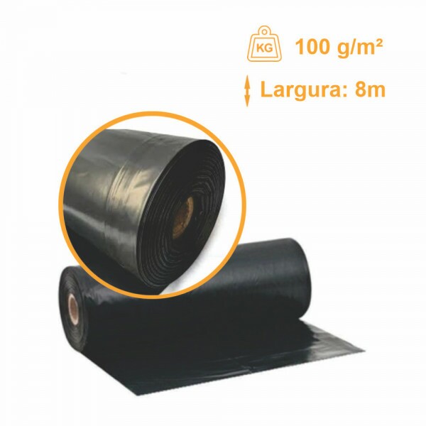Lona Preta Grossa Obra 150 micras 100g/m² - 8x100m