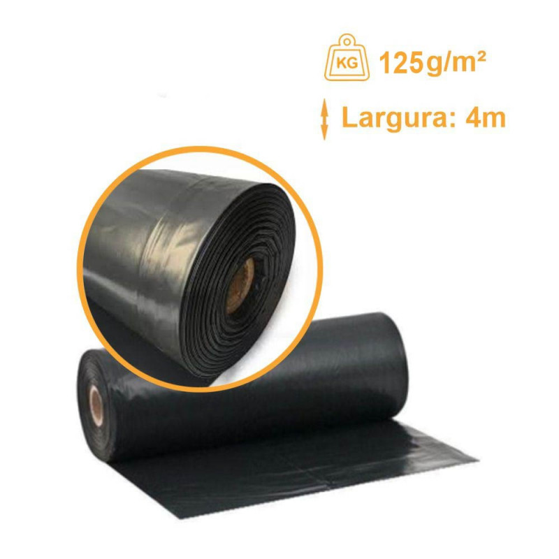 Lona Preta Extra Grossa Obra 200 micras 125g/m2 - 4x100m