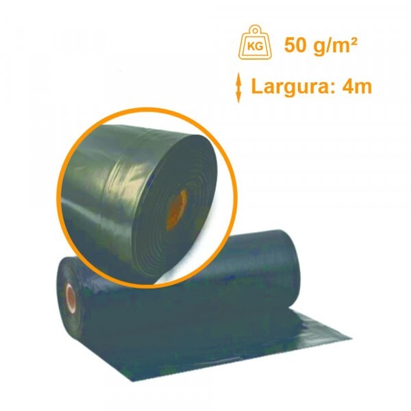 Lona Plástica Preta Obras ref. 100 micras 50g/m2 - 4x25m
