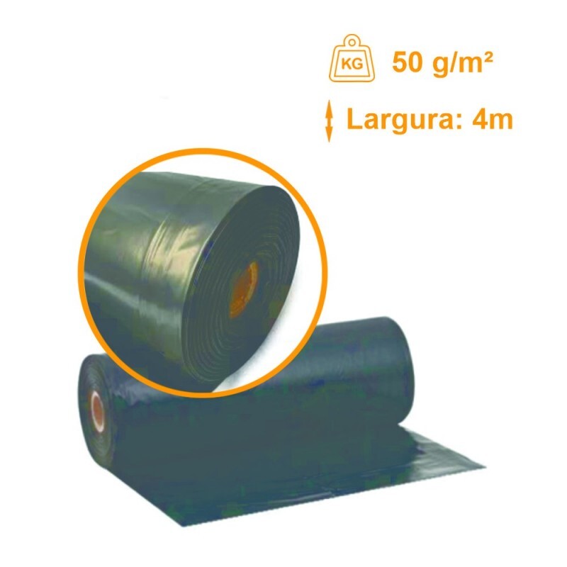 Lona Plástica Preta Obras ref. 100 micras 50g/m2 - 4x50m