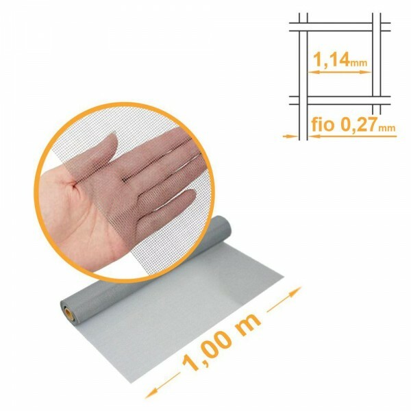 Tela Mosquiteira Fibra de Vidro CINZA malha 16x18mm - 1,00x30m