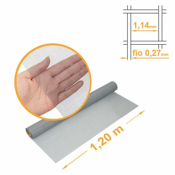 Tela Mosquiteira Fibra de Vidro CINZA malha 16x18mm Reforçada - 1,20x30m