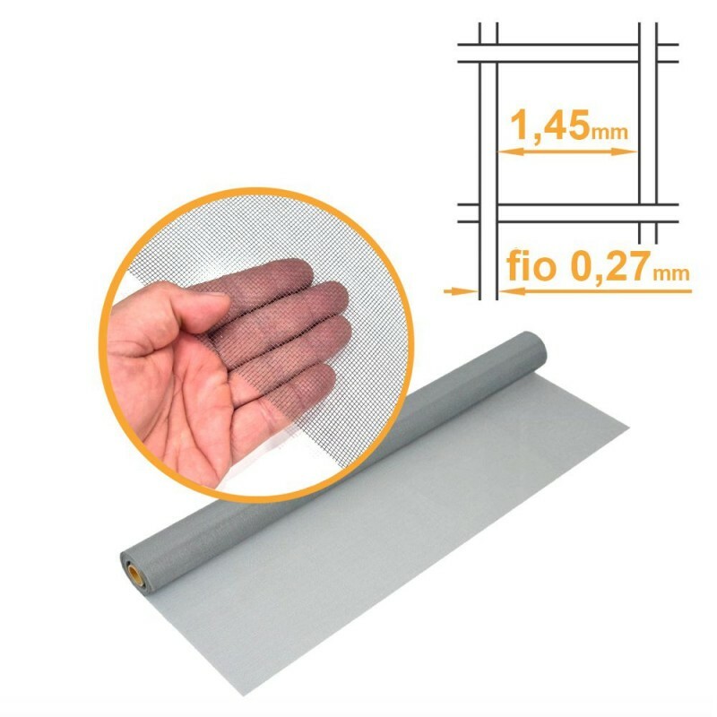 Tela Mosquiteira Fibra de Vidro Malha 14x14 CINZA - 1,50x30m