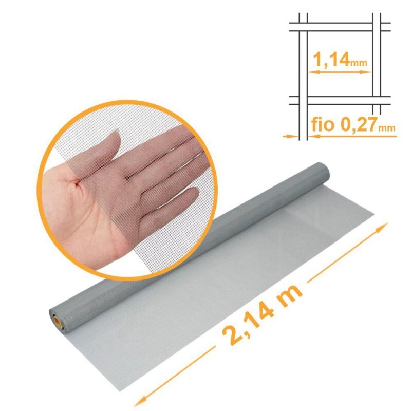 Tela Mosquiteira Fibra de Vidro CINZA - 2,14x30m