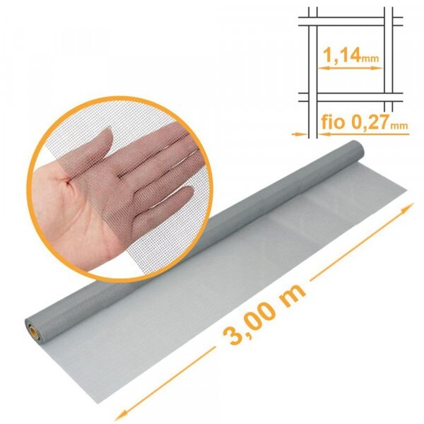 Tela Mosquiteira Fibra de Vidro CINZA - 3,00x30m