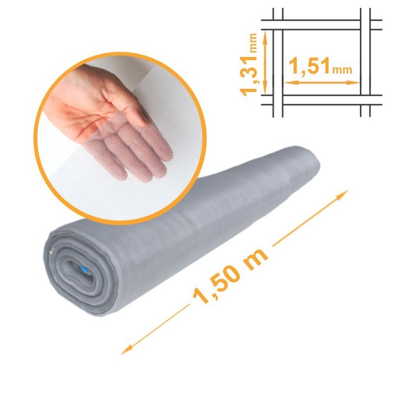 Tela Mosquiteira Industrial CINZA Malha 1,31x1,51mm - 1,50x50m