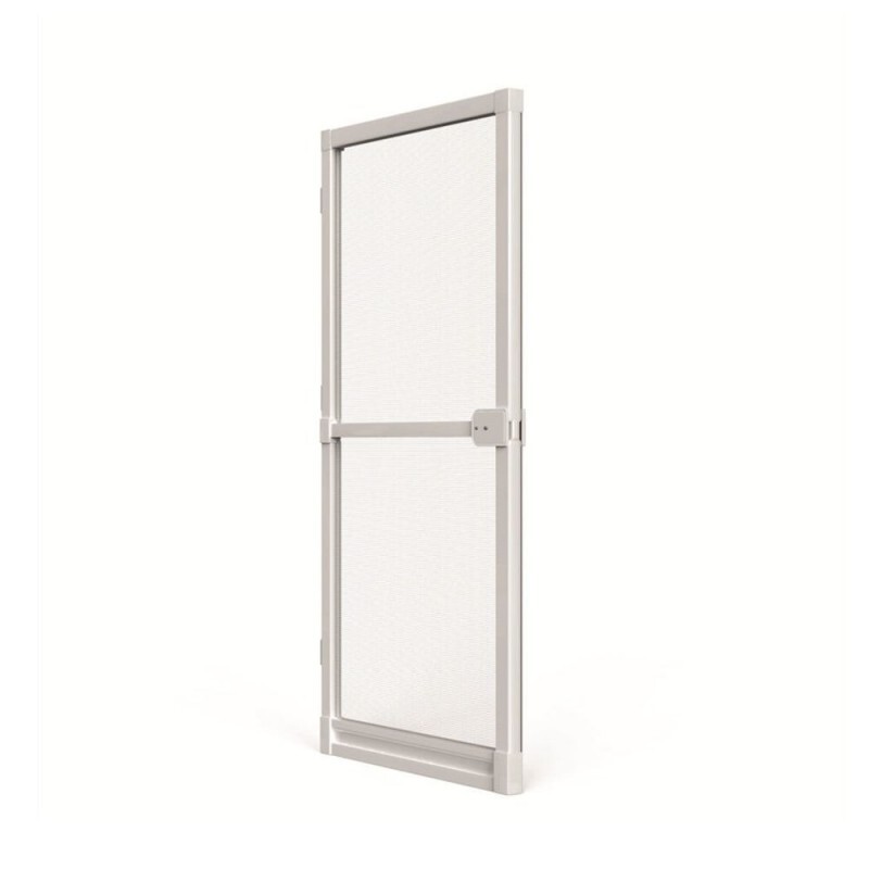 Kit Porta Mosqueteira de Giro c/ Tela Fibra de Vidro Cinza Perfil Branco - 1,00x2,15m