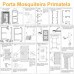 Kit Porta Mosqueteira de Giro BRANCA c/ Tela Mosquiteira Cinza - 1,00x2,15m