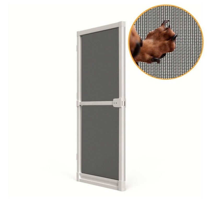 Kit Porta Mosqueteira de Giro c/ Tela Poliéster PET Cinza Perfil Branco -1,00x2,15m