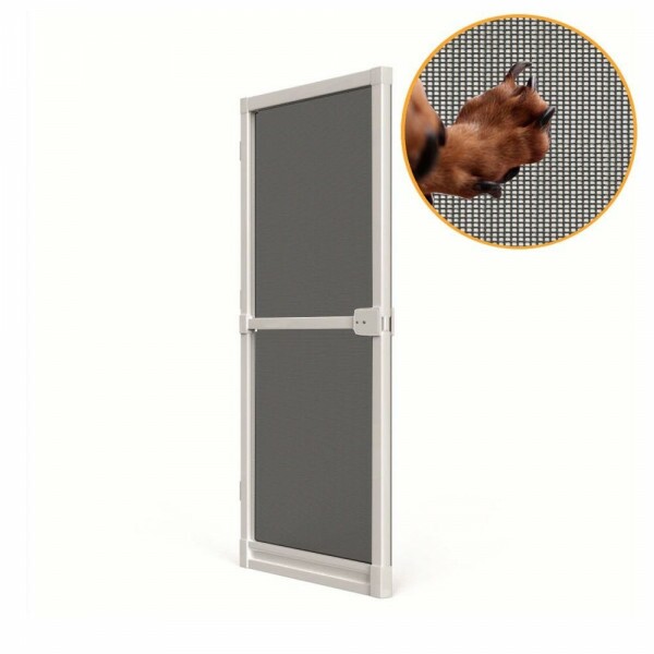 Kit Porta Mosqueteira de Giro BRANCA c/ Tela Poliéster Resistente PET Cinza Claro -1,00x2,15m Kit Porta Mosqueteira de Giro BRANCA c/ Tela Poliéster Resistente PET Cinza Claro -1,00x2,15m