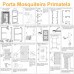 Kit Porta Mosqueteira de Giro BRANCA c/ Tela Poliéster Resistente PET Cinza Claro -1,00x2,15m Kit Porta Mosqueteira de Giro BRANCA c/ Tela Poliéster Resistente PET Cinza Claro -1,00x2,15m