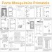 Kit Porta Mosqueteira de Giro c/ Tela Fibra de Vidro Cinza Perfil Marrom - 1,00x2,15m