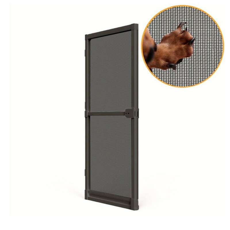 Kit Porta Mosqueteira de Giro MARROM c/ Tela Poliéster Resistente PET Cinza Claro - 1,00x2,15m Kit Porta Mosqueteira de Giro MARROM c/ Tela Poliéster Resistente PET Cinza Claro - 1,00x2,15m