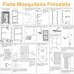 Kit Porta Mosqueteira de Giro c/ Tela Fibra de Vidro Cinza Perfil Preto - 1,00x2,15m