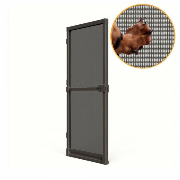 Kit Porta Mosqueteira de Giro PRETA c/ Tela Poliéster Resistente PET Cinza Claro -1,00x2,15m Kit Porta Mosqueteira de Giro PRETA c/ Tela Poliéster Resistente PET Cinza Claro -1,00x2,15m