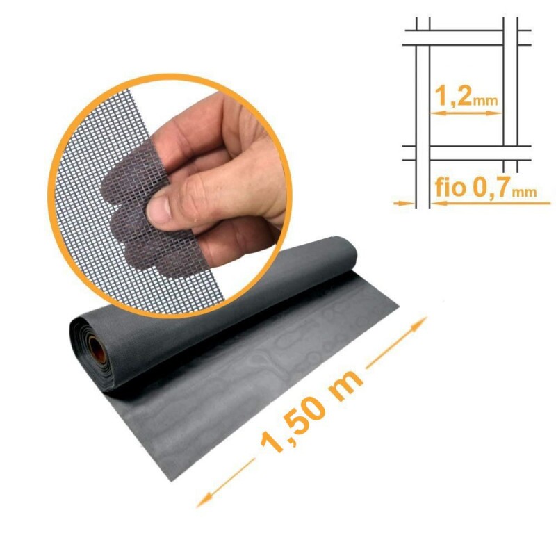 Tela Mosquiteira Poliéster Pet Screen CINZA - 1,50x30m Tela Mosquiteira Poliéster Pet Screen CINZA - 1,50x30m