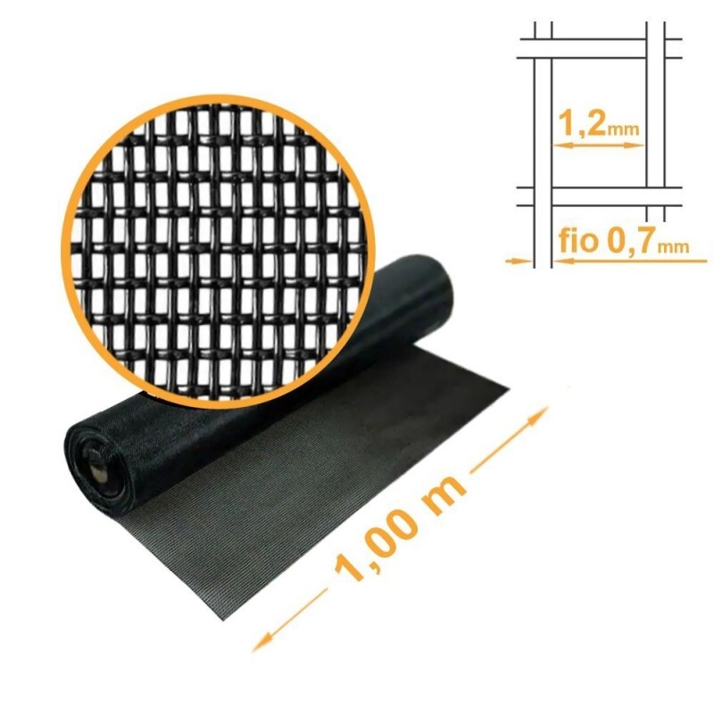 Tela Mosquiteira Poliéster Pet Screen PRETA - 1,00x30m Tela Mosquiteira Poliéster Pet Screen PRETA - 1,00x30m