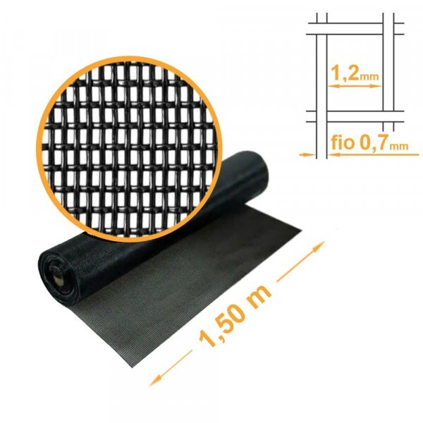 Tela Mosquiteira Poliéster Pet Screen PRETA -  1,50x30m