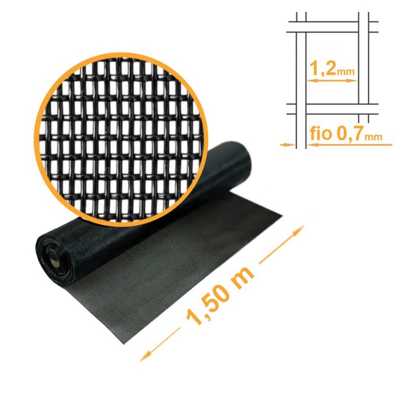 Tela Mosquiteira Poliéster Pet Screen PRETA - 1,50x30m Tela Mosquiteira Poliéster Pet Screen PRETA - 1,50x30m