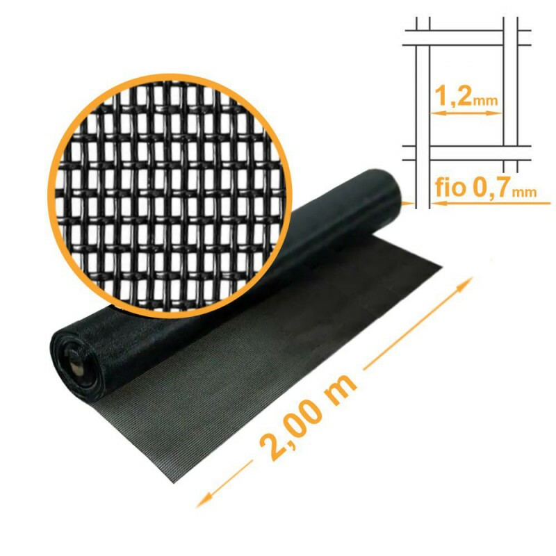 Tela Mosquiteira Poliéster Pet Screen PRETA -2,00x30m Tela Mosquiteira Poliéster Pet Screen PRETA -2,00x30m