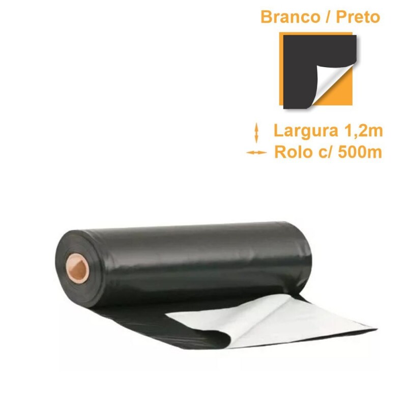 Lona Mulching Cobertura de Solo Branco/Preto - 1,20x500m Lona Mulching Cobertura de Solo Branco/Preto - 1,20x500m