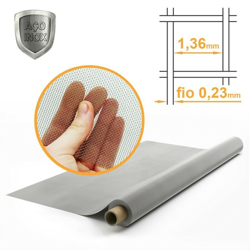 Tela Peneira Mosquiteira Inox Malha 16 Fio 32 (0,23mm) - 1,00x30m Tela Peneira Mosquiteira Inox Malha 16 Fio 32 (0,23mm) - 1,00x30m