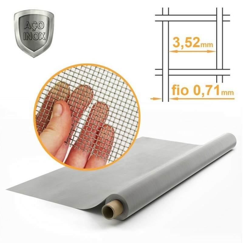 Tecido Peneira Inox 304 Malha 6 Fio 22 (0,71mm) - 1,00x30m