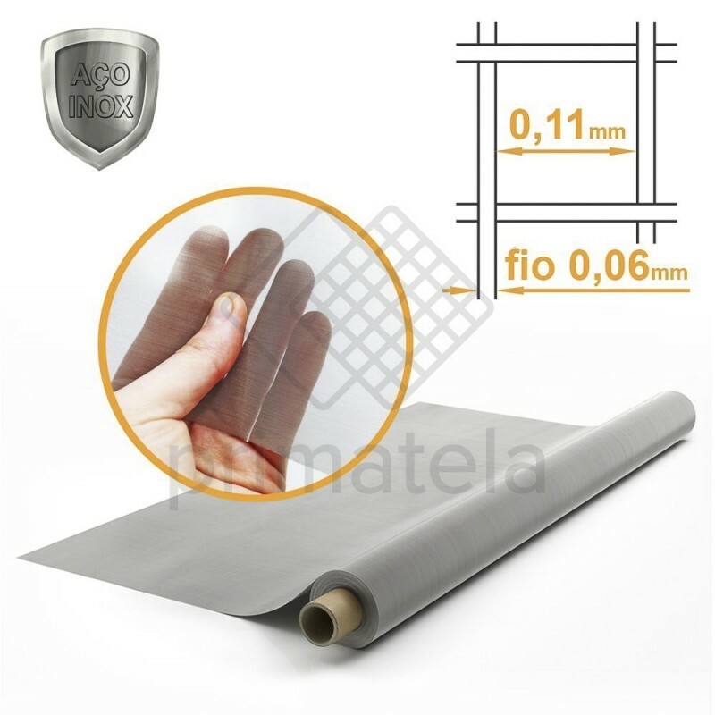Tecido Peneira Inox 304 Malha 150 Fio 0,06mm Alt.1,00m - PREÇO P/ METRO
