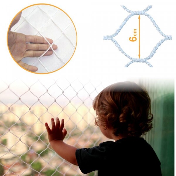 Rede de Proteção Sacada BRANCA Malha 60mm - 1,60x30m
