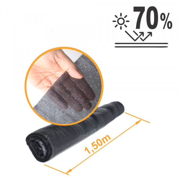 Tela Sombreamento Monofilamento 70% Preta - 1,50x50m