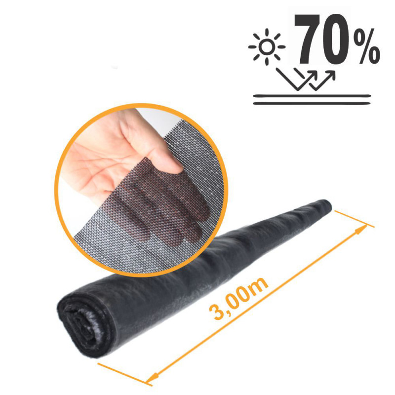 Tela Sombreamento Monofilamento 70% Preta - 3x20m Tela Sombreamento Monofilamento 70% Preta - 3x20m