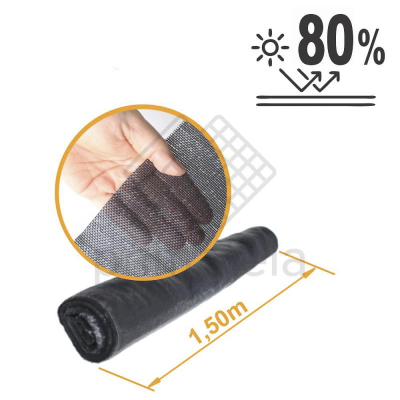 Tela de Sombreamento Monofilamento 80% Preta - 1,50x5,00m