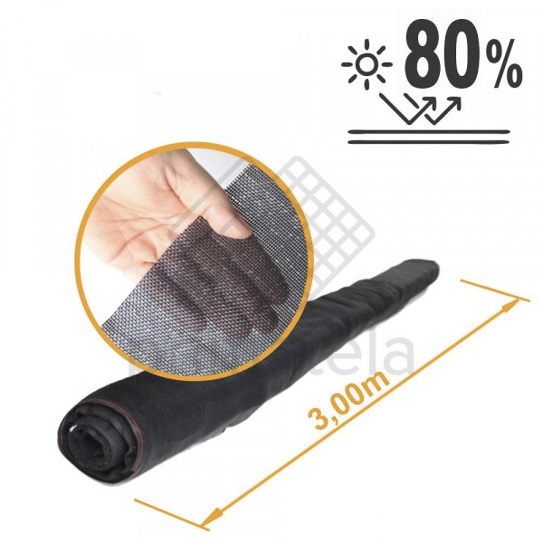 Tela de Sombreamento Monofilamento 80% Preta - 3,00x13m