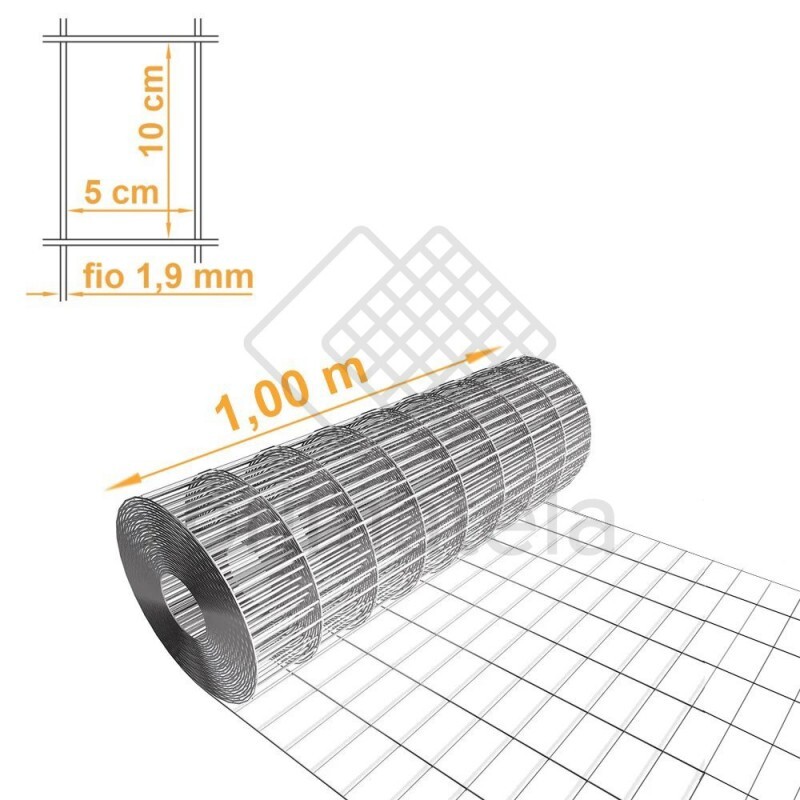 Tela Soldada Segurança 10x5cm Fio 1,90mm Alt. 1,00m MORLAN - PREÇO POR METRO