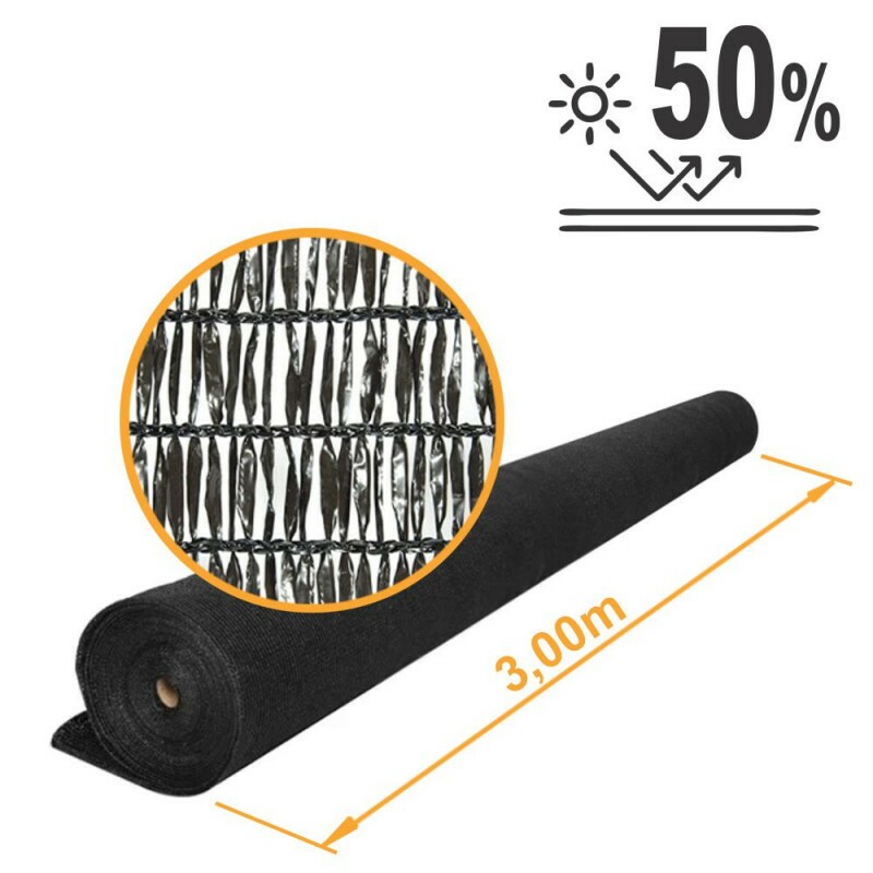 Tela Sombreamento Ráfia/Raschel 50% Preta - 3x50m Tela Sombreamento Ráfia/Raschel 50% Preta - 3x50m