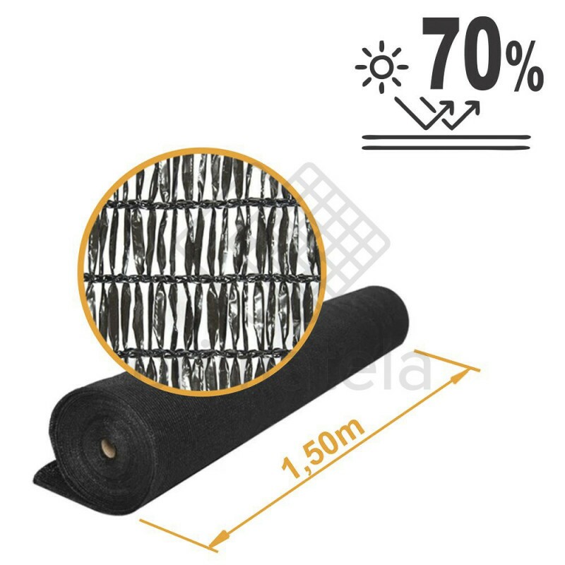 Tela Sombreamento Ráfia/Raschel 70% Preta - 1,50x50m Tela Sombreamento Ráfia/Raschel 70% Preta - 1,50x50m
