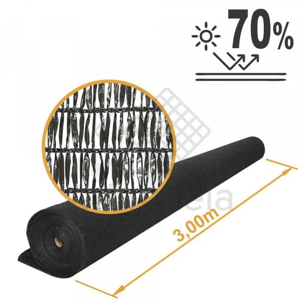 Tela Sombreamento Ráfia/Raschel 70% Preta - 3x20m
