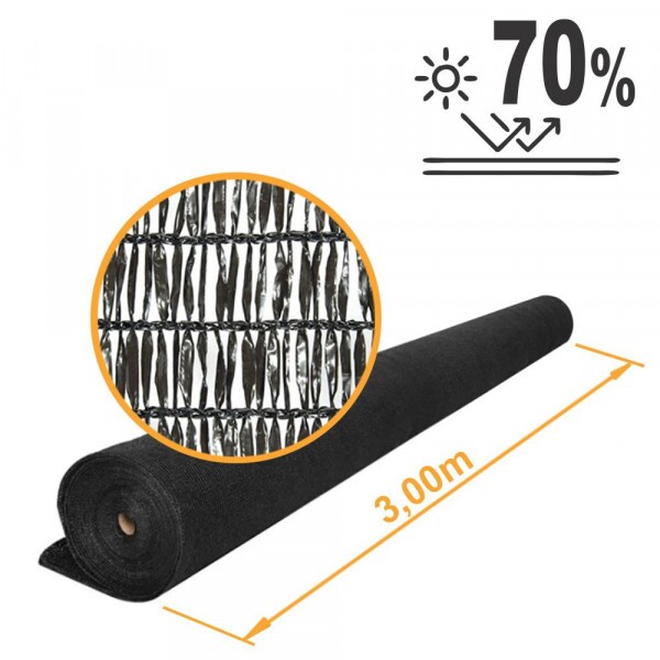 Tela Sombreamento Ráfia/Raschel 70% Preta - 3x50m Tela Sombreamento Ráfia/Raschel 70% Preta - 3x50m